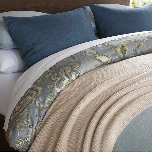 NWT Pottery Barn Azalea Palempore King/Cal King Duvet Cover in Floral Blue Green - Picture 6 of 11